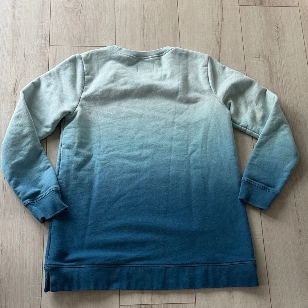 Lands' End Serious Sweats collection Teal Ombre Sweatshirt - Picture 2 of 7
